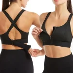 Damen Sport BH Reißverschluss Vorne Verstellbar Stoßfest Fitness Yoga