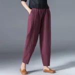 Sommer Damen Hose Weit Oversized Baumwolle Elastische Taille