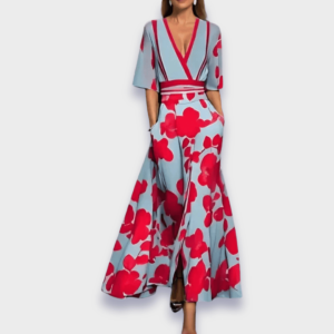 Damen Blumen Maxikleid elegant langes Sommerkleid