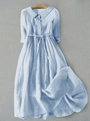 Baumwoll-Leinen-Kleid Damen | Luftig & Elegant für Sommer