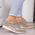 Gesundheitsschuhe Damen Reißverschluss Sneaker gepolstert