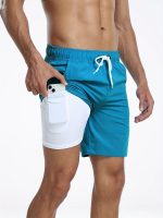 Herren Badeshorts schnelltrocknend Handytasche zweilagig Stretch Sport Strand