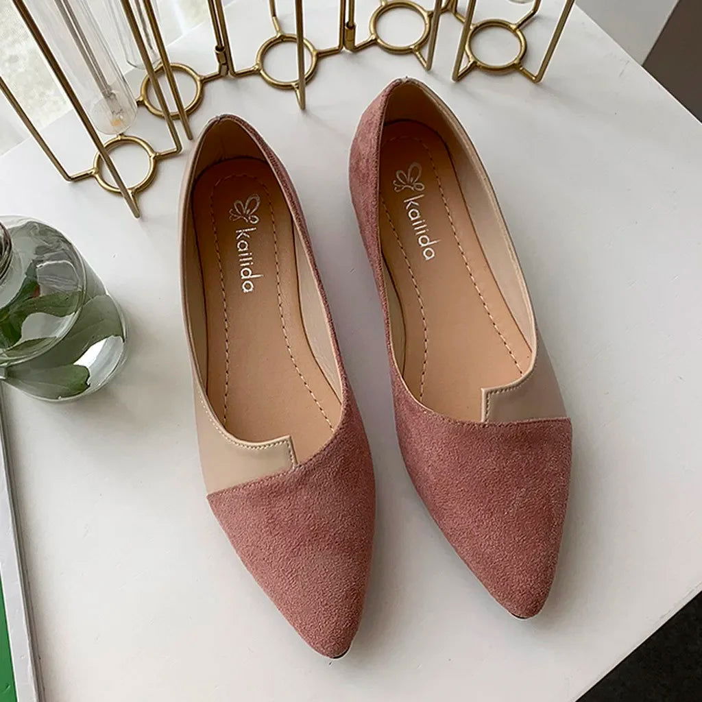 Zweifarbige Spitzen-Ballerinas Damen – Raffiniert