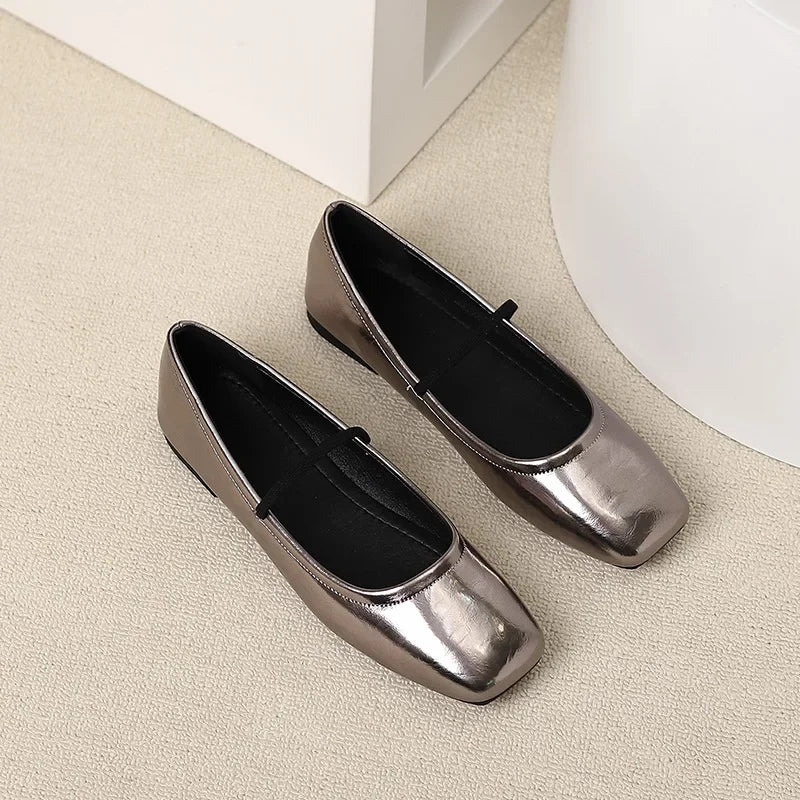 Metallic Ballerinas Eckige Spitze – Modern & Glänzend – Bild 3