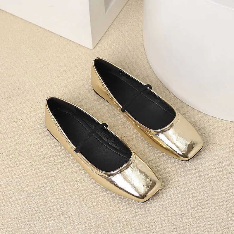 Metallic Ballerinas Eckige Spitze – Modern & Glänzend – Bild 4