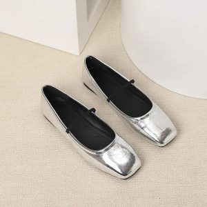 Metallic Ballerinas Eckige Spitze – Modern & Glänzend