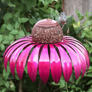 Vogelfutterspender Metall Sonnenblume Garten wetterfest, 2er-Set