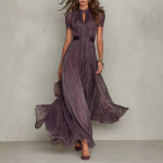Fließendes Chiffon Maxikleid mit Spitze für festliche Anlässe