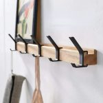 Wandgarderobe Holz Skandinavisch | Flexible Hakenleiste Schwarz