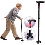 Gehstock faltbar LED Licht Alarm höhenverstellbar rutschfest Senioren Gehhilfe