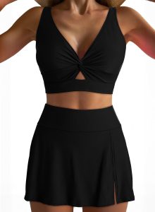 Modisches Bikini Set Damen Wickeltop mit Rock