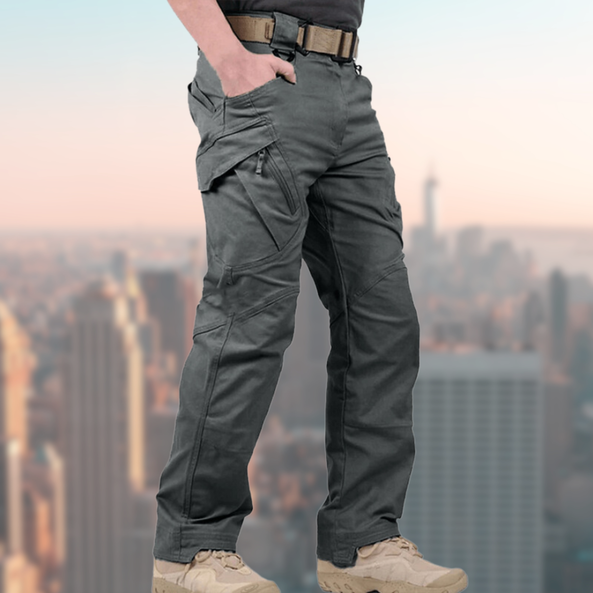 Robuste Herren Cargohose – Straight Fit Outdoorhose mit Taschen – Bild 4