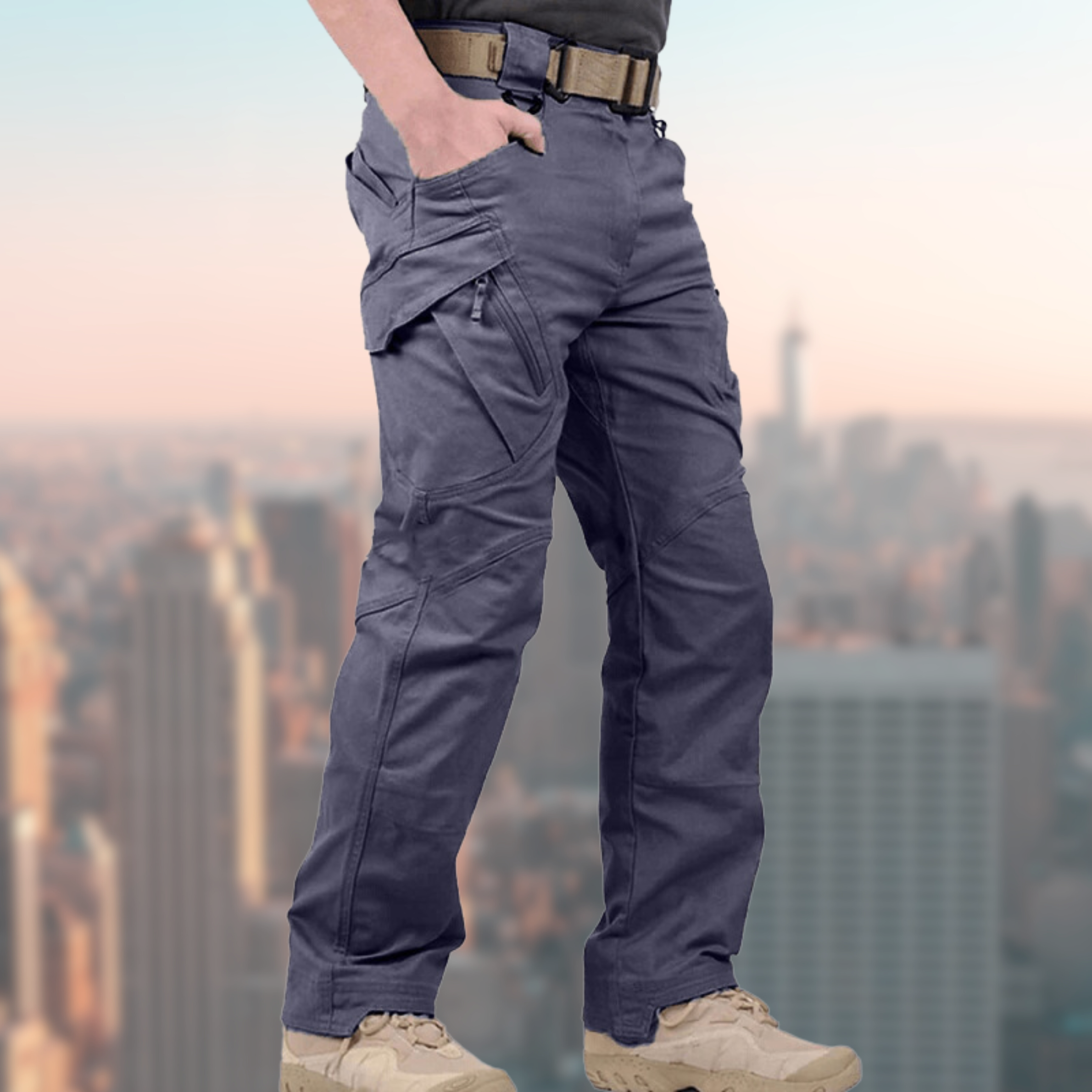 Robuste Herren Cargohose – Straight Fit Outdoorhose mit Taschen – Bild 3