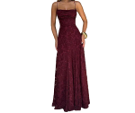 Damen Maxikleid mit Spaghettiträgern und floraler Struktur-Women Dress-Alpenkind