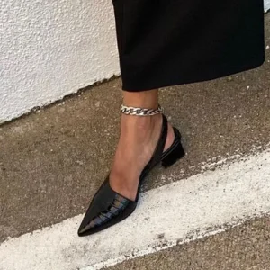 Elegante Damen Pumps spitze Zehen Chunky Absatz Sommer Sandalen