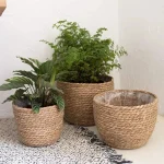 Stroh geflochtener Blumentopf Korb Übertopf Pflanzenbehälter