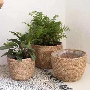 Stroh geflochtener Blumentopf Korb Übertopf Pflanzenbehälter