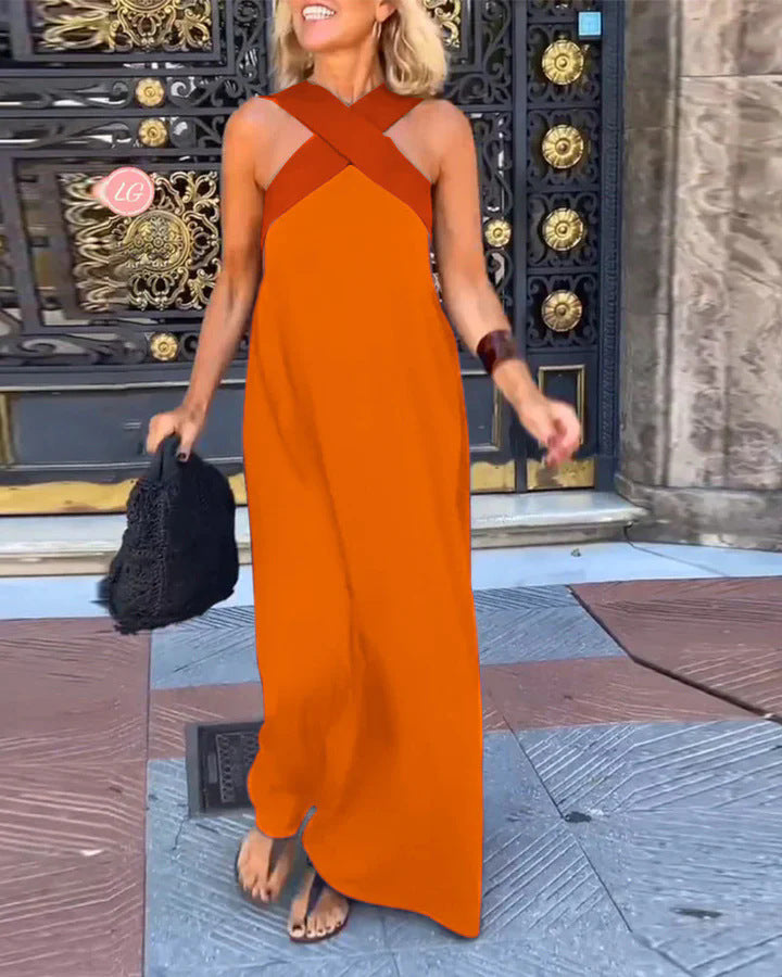 Damen Sommerkleid Lang Wickeloptik Fließend Elegant – Bild 5