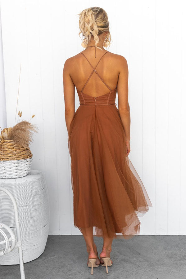 Damen Tüllkleid Korsett Midi Festlich Elegant – Bild 15