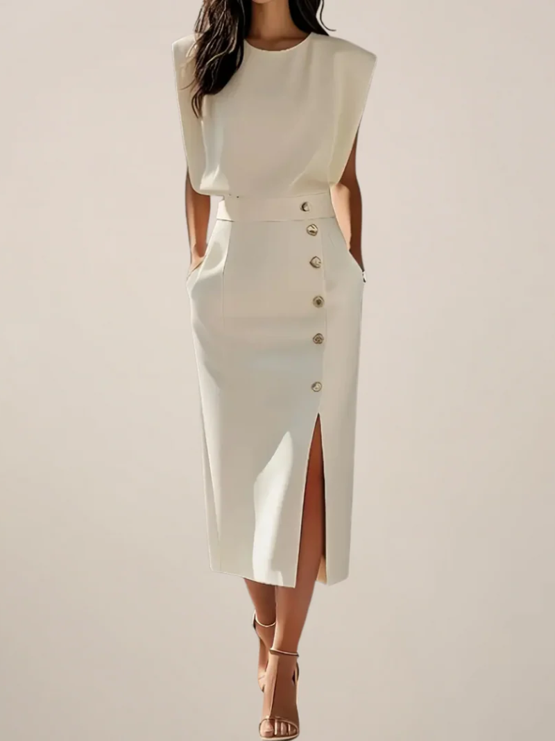 Elegantes Damenkleid mit Seitenschlitz – Bequem & Figurschmeichelnd