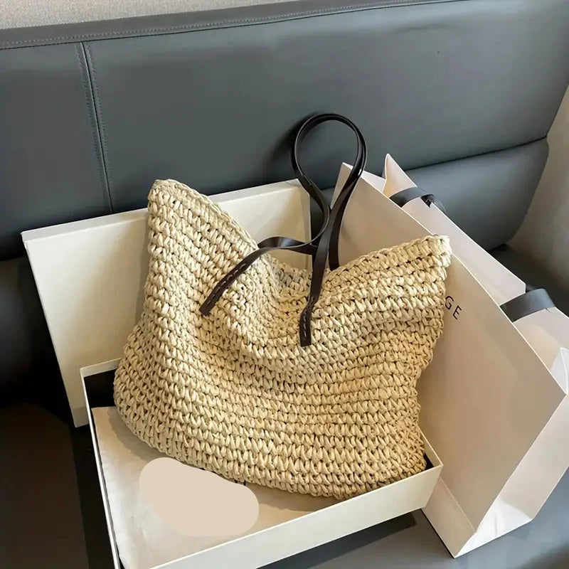 Große Stroh Strandtasche Damen – Geräumiger Sommer Shopper – Bild 12