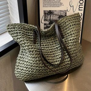 Große Stroh Strandtasche Damen – Geräumiger Sommer Shopper
