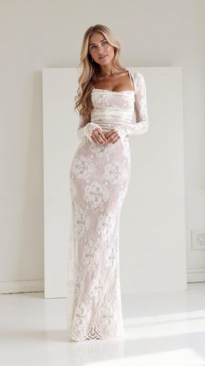 Elegantes Spitzenkleid mit Korsett-Oberteil für besondere Anlässe