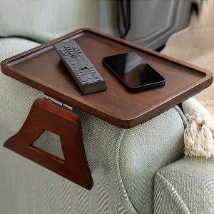 Klemmbares Bambus Sofa Tablett – Platzsparende Armlehnen Ablage