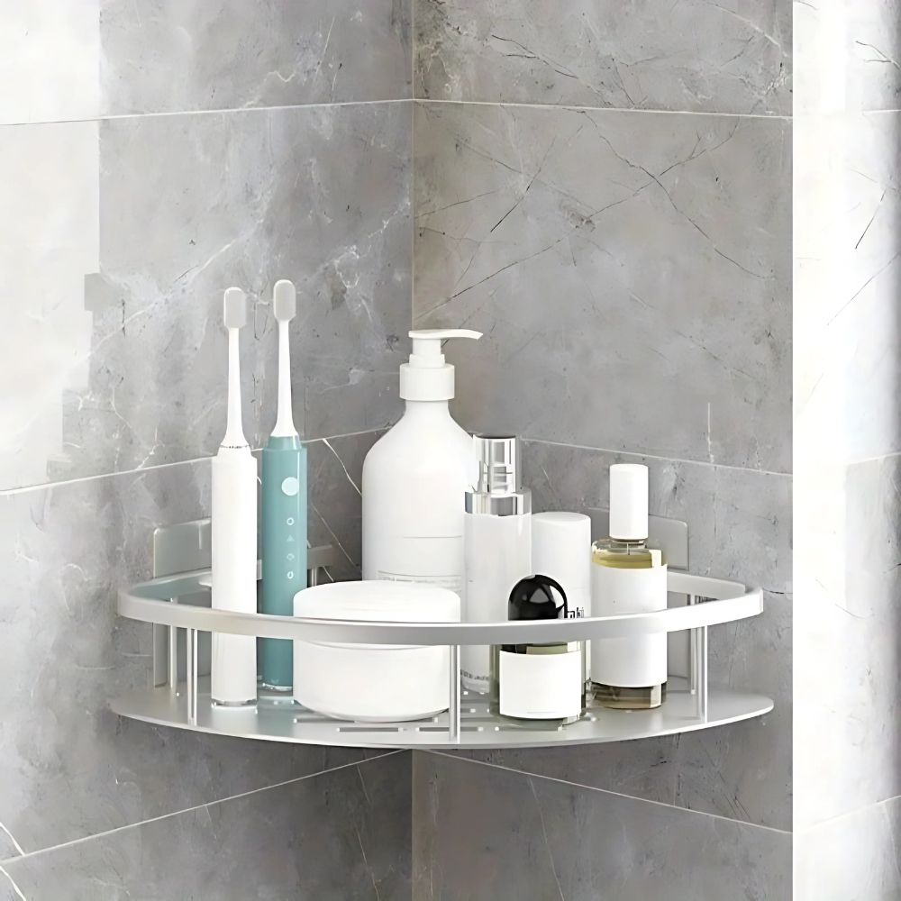 Platzsparendes Edelstahl Eckregal für Bad & Dusche – Bild 2