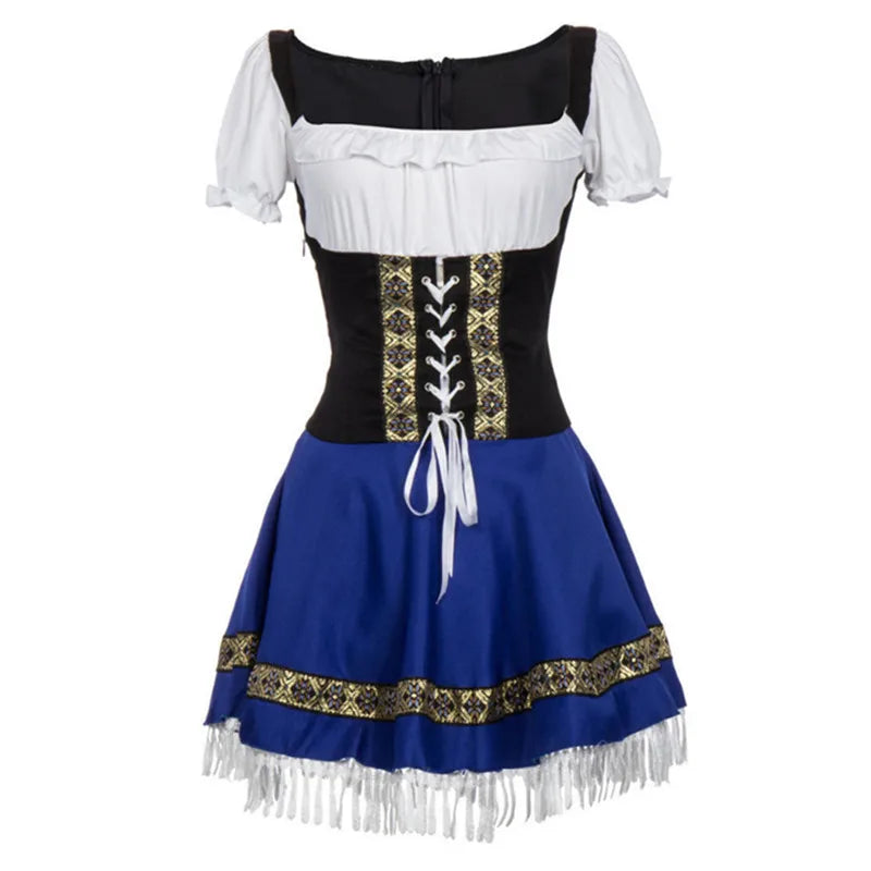 Festliches Damen Trachtenkleid Blau mit Spitzenbesatz – Bild 2