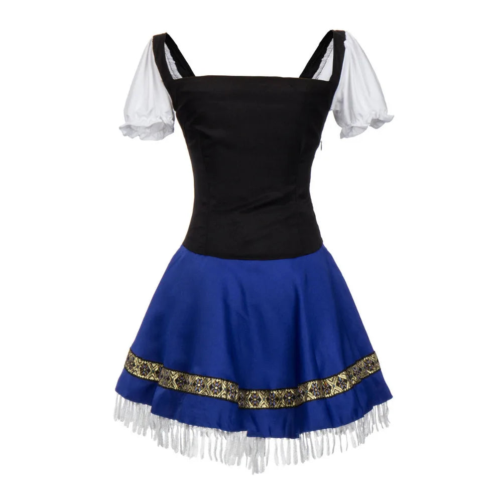 Festliches Damen Trachtenkleid Blau mit Spitzenbesatz – Bild 4