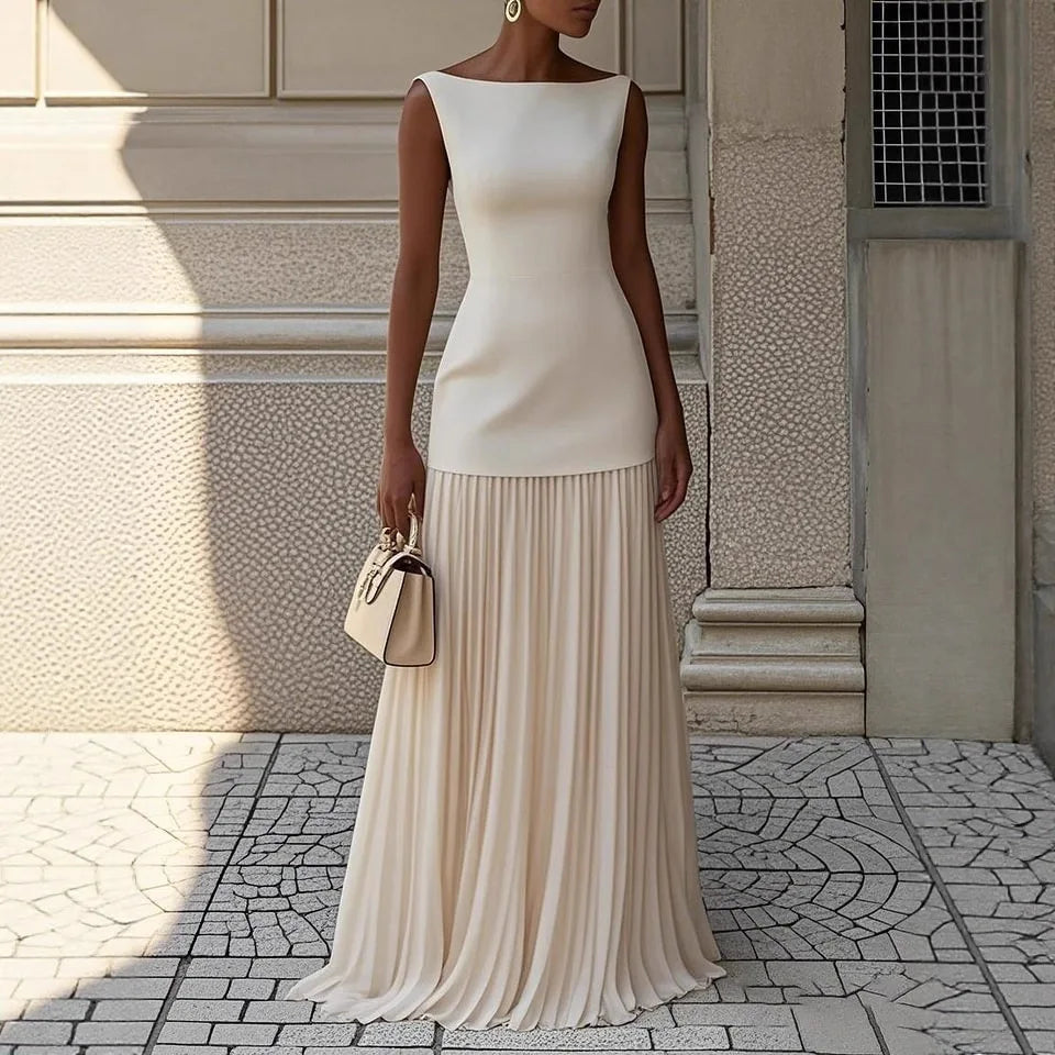 Damen Maxikleid Plissee Sommer Schulterfrei – Luftig & Stilvoll