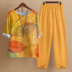 Damen Zweiteiler Blumenmuster Sommer Freizeit Outfit