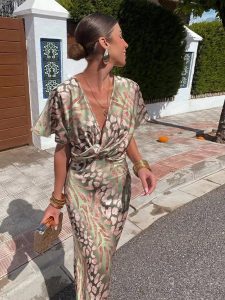 Sommerkleid für Damen V-Ausschnitt Midilänge
