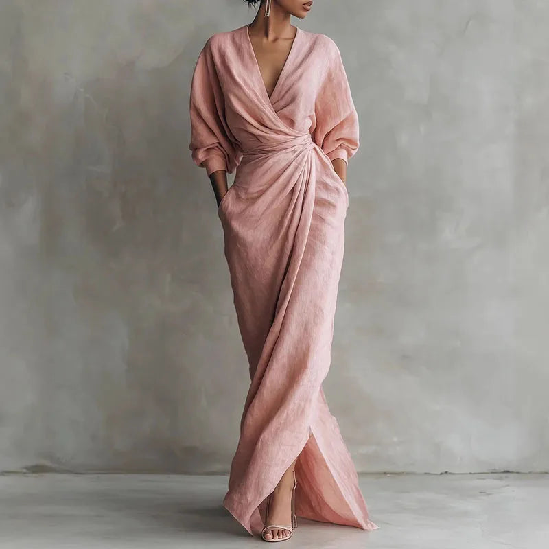 Figurschmeichelndes Damenkleid mit Schlitz – Langarm für Anlässe – Bild 3