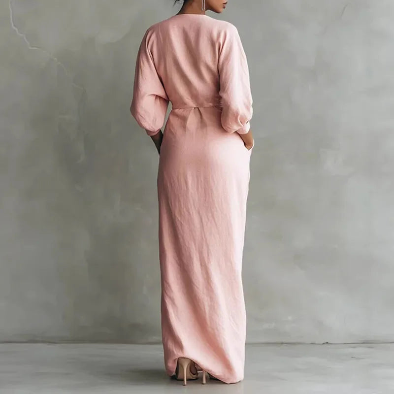 Figurschmeichelndes Damenkleid mit Schlitz – Langarm für Anlässe – Bild 5