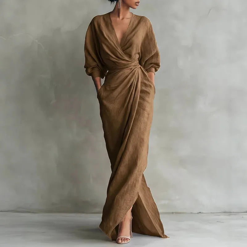 Figurschmeichelndes Damenkleid mit Schlitz – Langarm für Anlässe – Bild 4