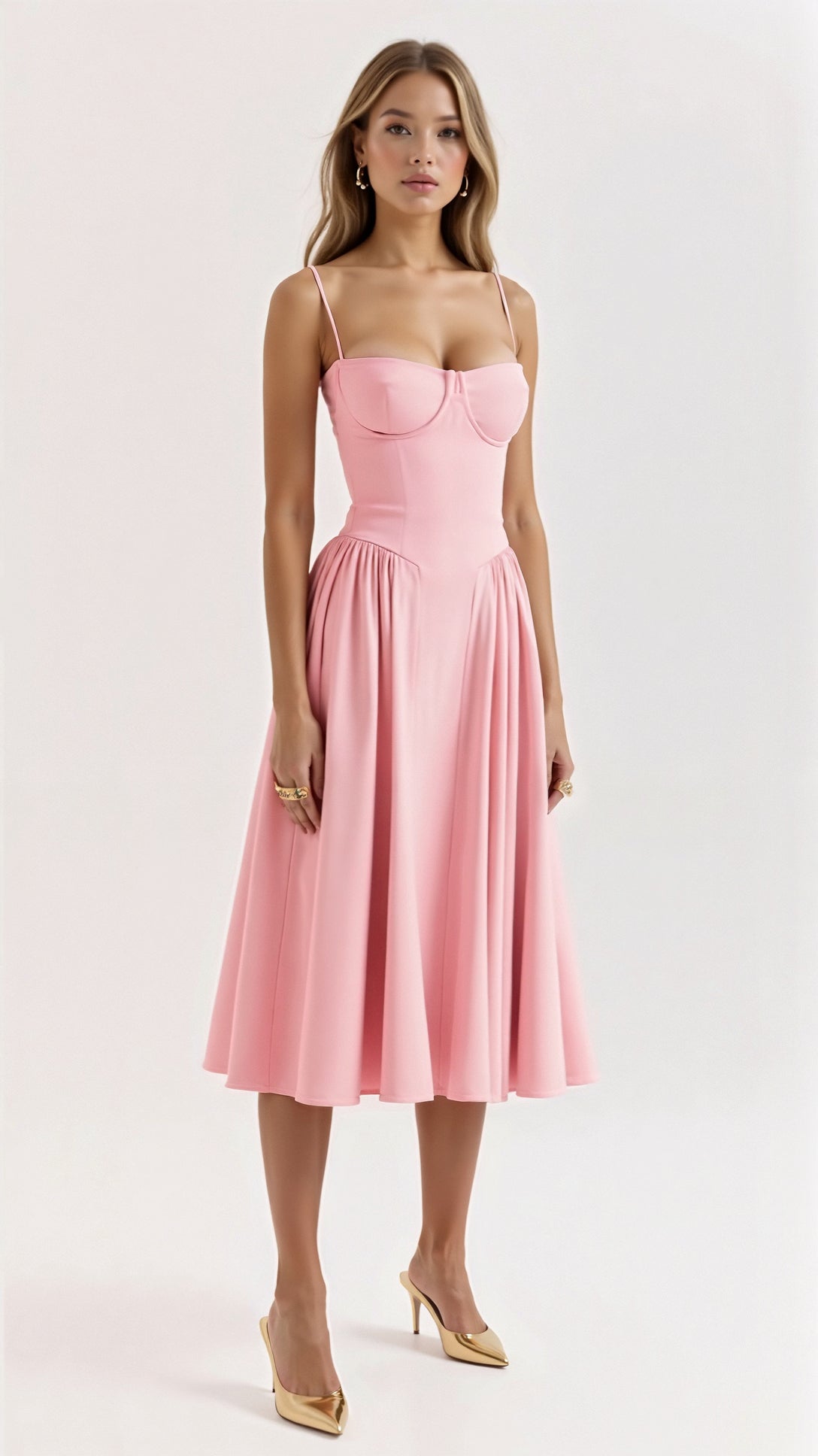 Festliches A-Linien-Kleid mit Korsett-Oberteil Midi – Bild 3