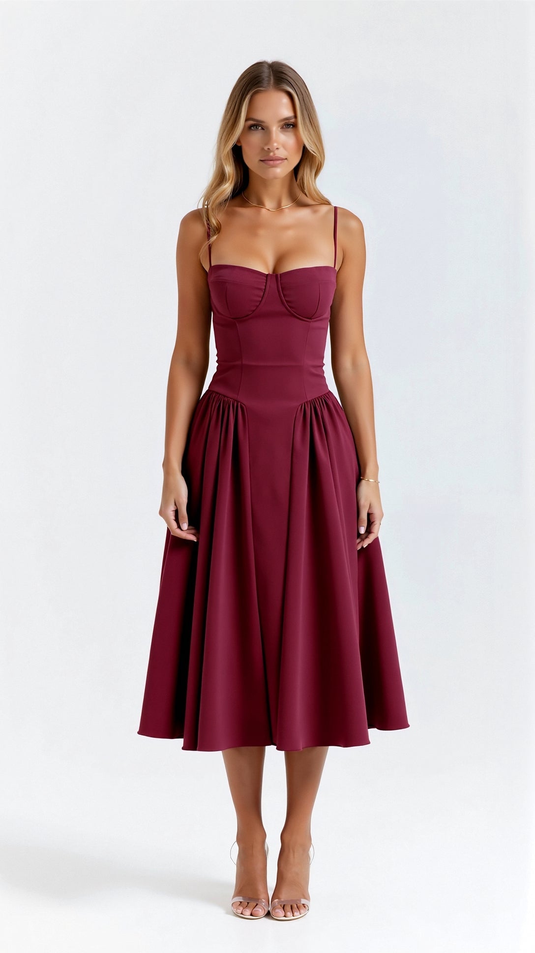 Festliches A-Linien-Kleid mit Korsett-Oberteil Midi