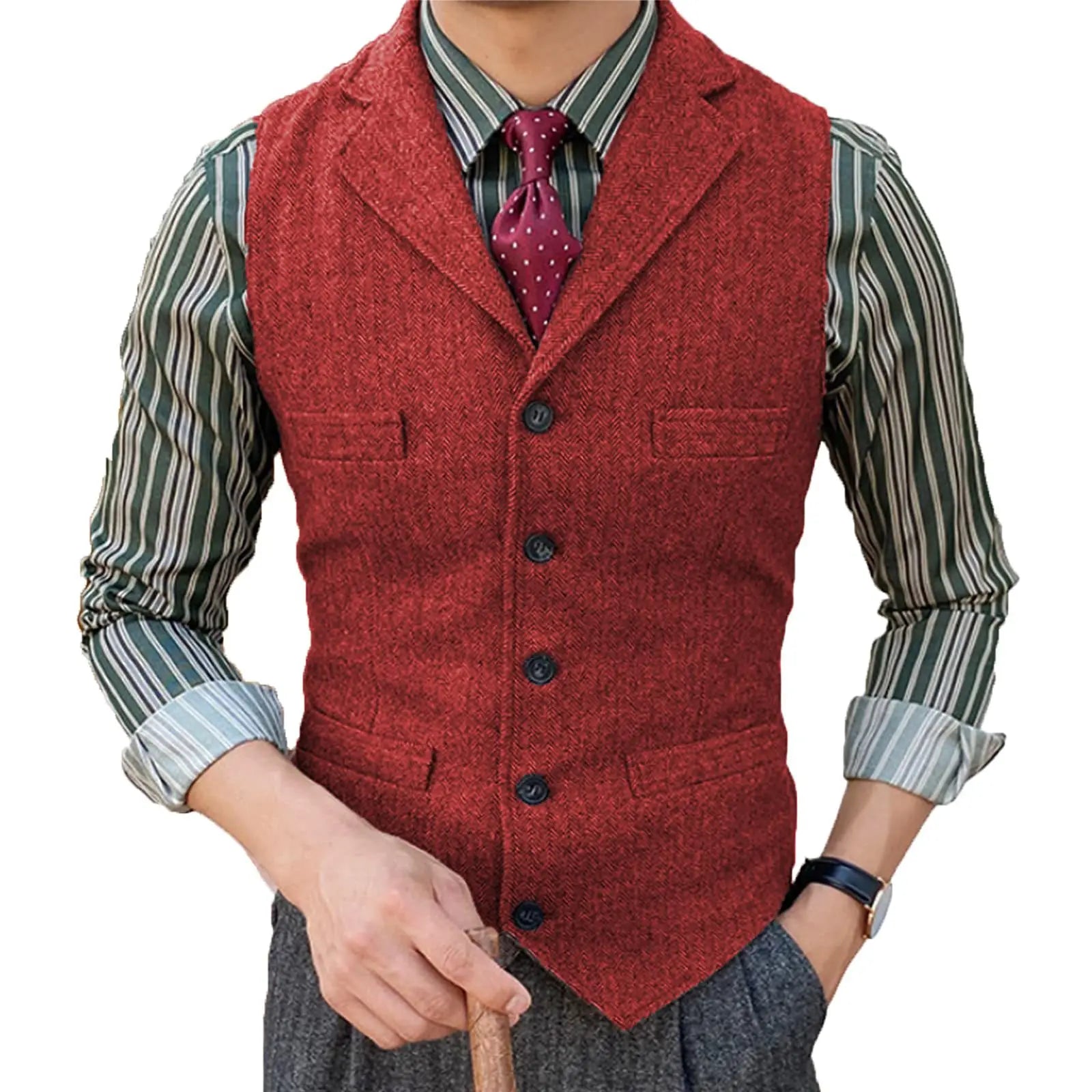 Anzugweste Herren Wolle Fischgrät – Business & Hochzeit – Bild 14