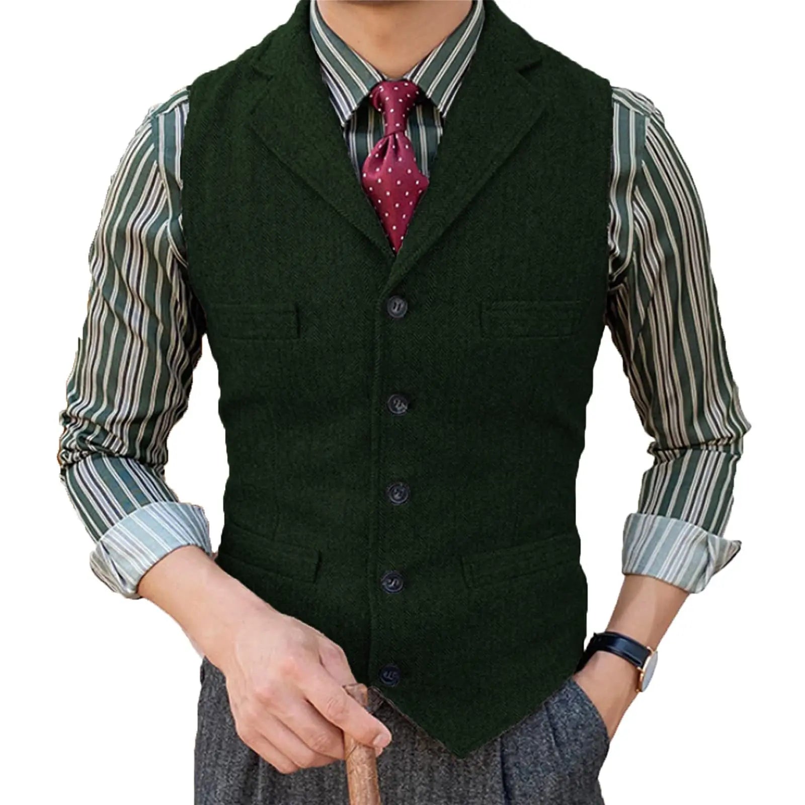 Anzugweste Herren Wolle Fischgrät – Business & Hochzeit – Bild 2