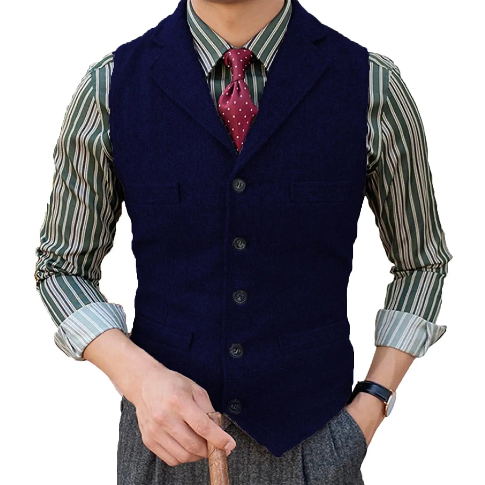 Anzugweste Herren Wolle Fischgrät – Business & Hochzeit – Bild 13