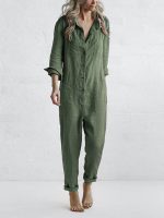 Damen Jumpsuit Langarm Business Elegant Freizeit