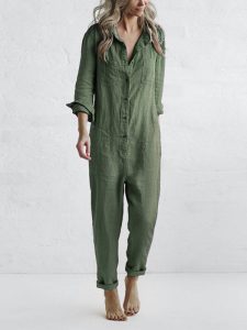 Damen Jumpsuit Langarm Business Elegant Freizeit