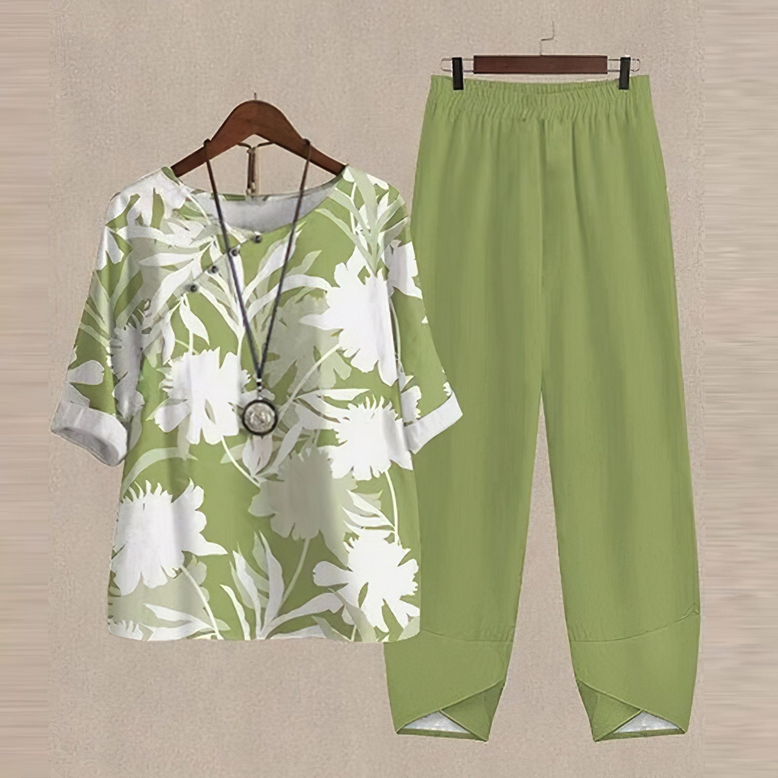 Damen Zweiteiler Blumenmuster Sommer Freizeit Outfit – Bild 7