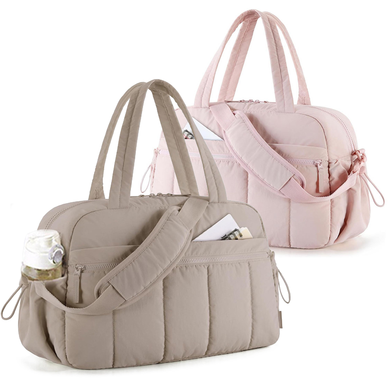 Damen Sporttasche Reise Schultertasche Beige Schwarz – Bild 10