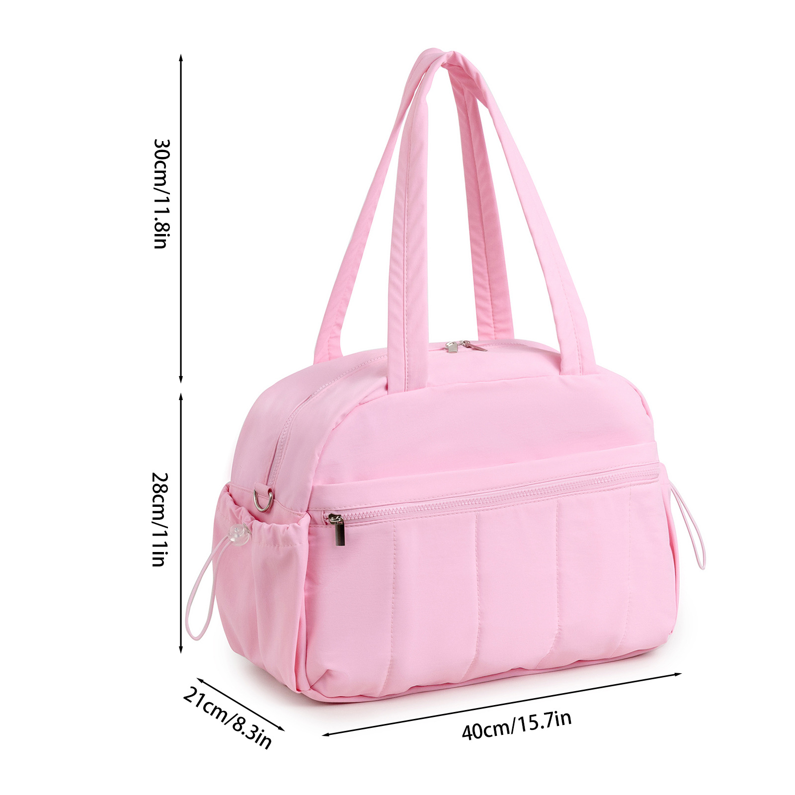 Damen Sporttasche Reise Schultertasche Beige Schwarz – Bild 5