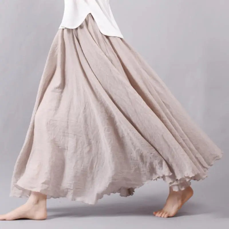 Damen Leinenrock A-Linie Atmungsaktiv Sommer High-Waist – Bild 7