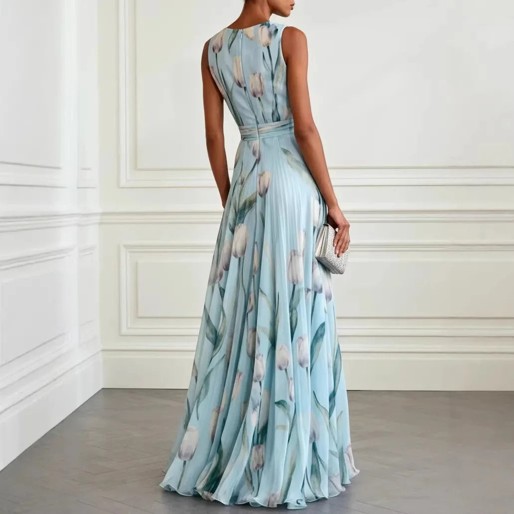 Damen Maxikleid Blumenmuster Festlich V-Ausschnitt – Bild 6