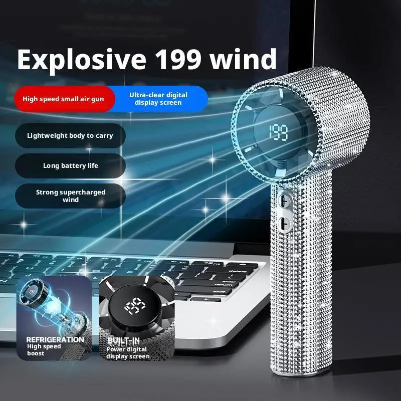 Mini Ventilator Akku 199 Stufen Digitalanzeige USB-C – Bild 5